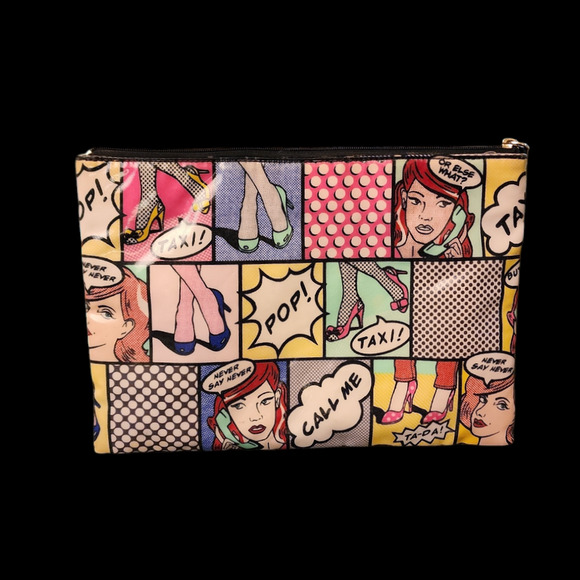 KATE SPADE Neda Pop Art Multi Comic Zip Around Vinyl Clutch Pouch - Picture 2 of 7